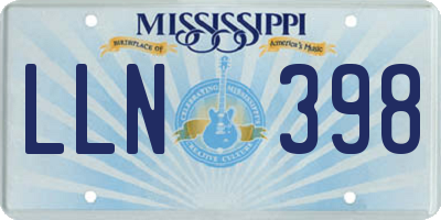 MS license plate LLN398