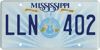 MS license plate LLN402