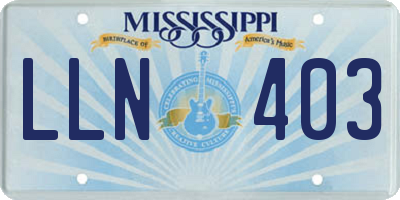 MS license plate LLN403