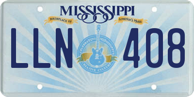 MS license plate LLN408