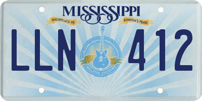 MS license plate LLN412