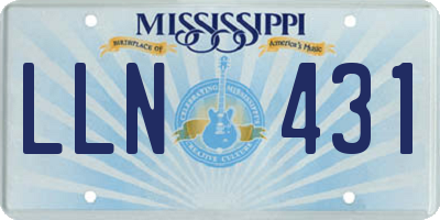 MS license plate LLN431
