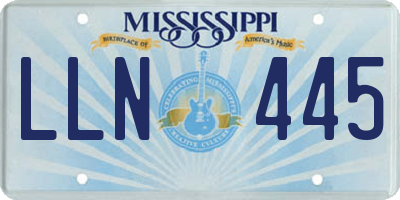 MS license plate LLN445