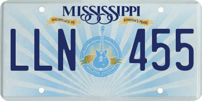 MS license plate LLN455