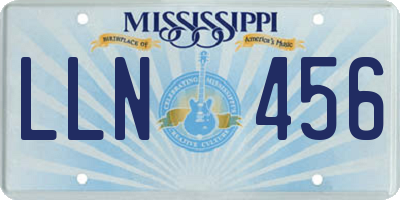 MS license plate LLN456