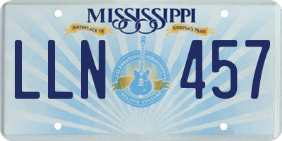 MS license plate LLN457