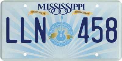 MS license plate LLN458