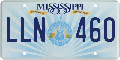 MS license plate LLN460