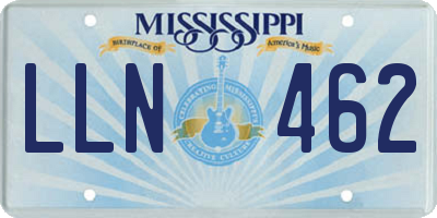 MS license plate LLN462