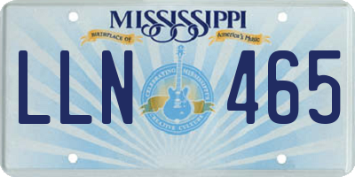 MS license plate LLN465