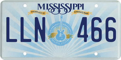 MS license plate LLN466