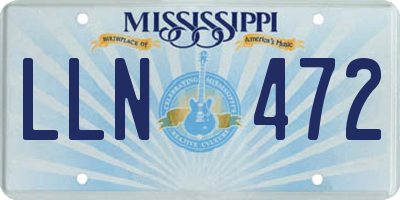 MS license plate LLN472