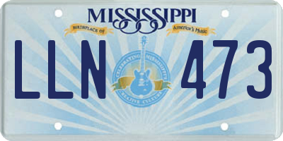MS license plate LLN473