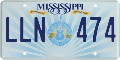 MS license plate LLN474