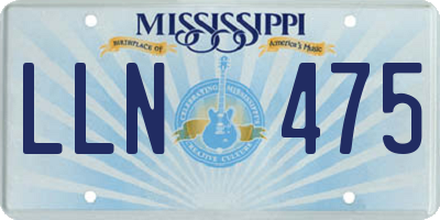 MS license plate LLN475