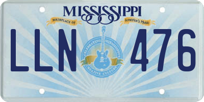 MS license plate LLN476