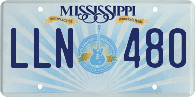 MS license plate LLN480
