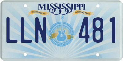 MS license plate LLN481