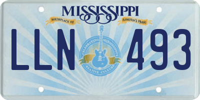 MS license plate LLN493