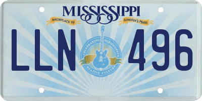 MS license plate LLN496