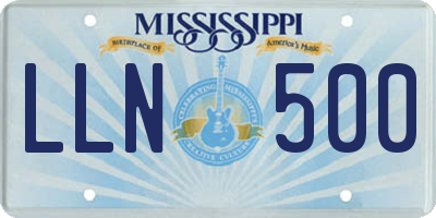 MS license plate LLN500