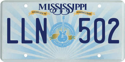 MS license plate LLN502