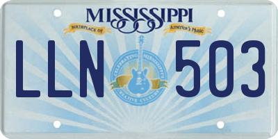 MS license plate LLN503