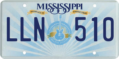 MS license plate LLN510