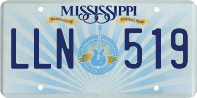 MS license plate LLN519