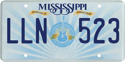 MS license plate LLN523