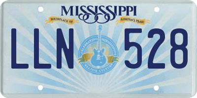 MS license plate LLN528