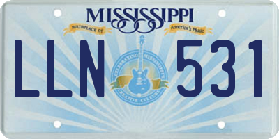 MS license plate LLN531