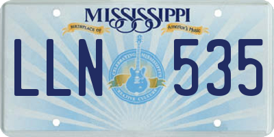 MS license plate LLN535