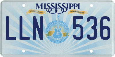 MS license plate LLN536