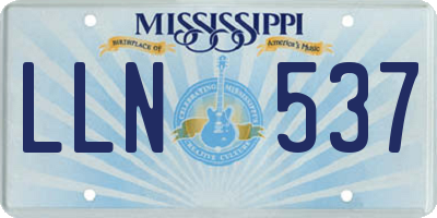 MS license plate LLN537