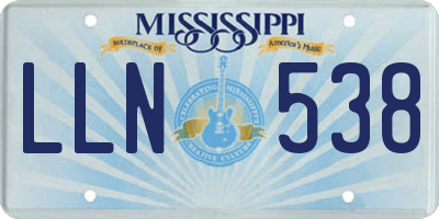 MS license plate LLN538