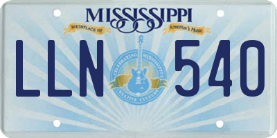 MS license plate LLN540