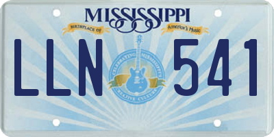 MS license plate LLN541