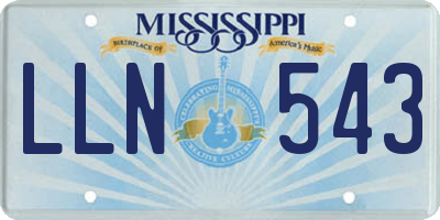 MS license plate LLN543