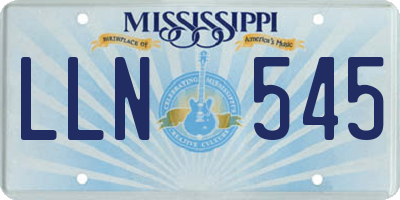 MS license plate LLN545