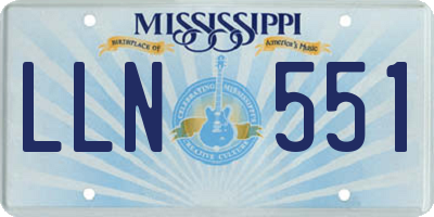 MS license plate LLN551