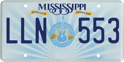 MS license plate LLN553
