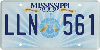 MS license plate LLN561