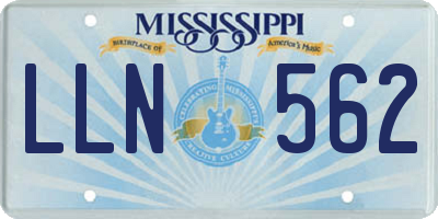 MS license plate LLN562