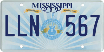 MS license plate LLN567
