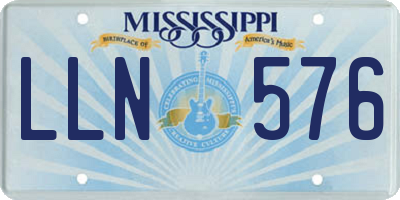 MS license plate LLN576