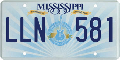 MS license plate LLN581