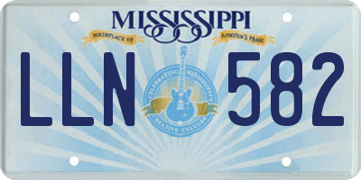MS license plate LLN582