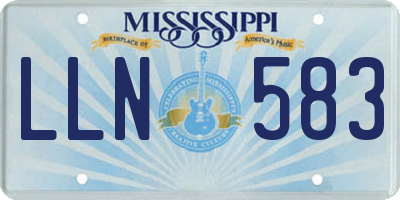 MS license plate LLN583