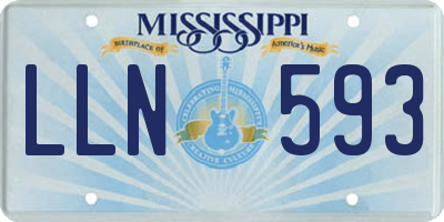 MS license plate LLN593